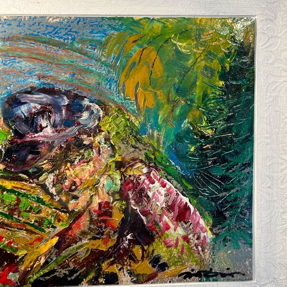 Original oil painting matted and framed in gold filigree Van Gogh style artwork - Picture 3 of 7